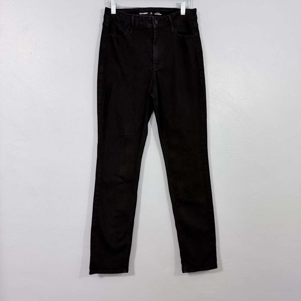 Old Navy High-Rise Wow Straight Jeans Size 8 Long Black Cotton Blend